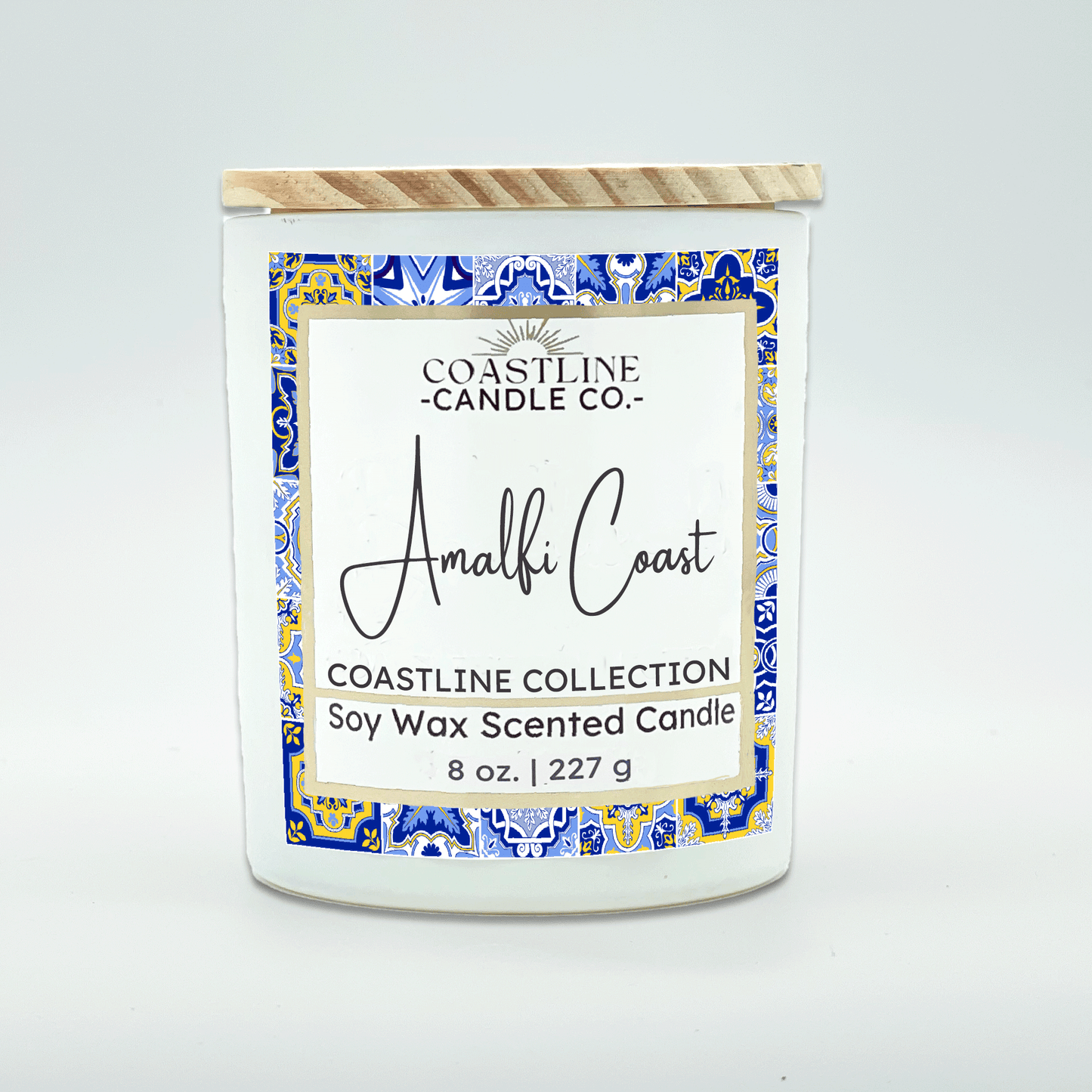 Amalfi Coast Soy Wax Candle - Coastline Collection in 8 oz. White Jar