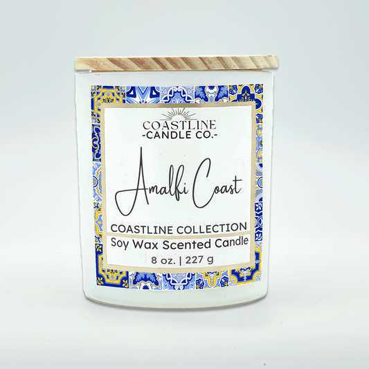 Amalfi Coast Soy Wax Candle - Coastline Collection in 8 oz. White Jar