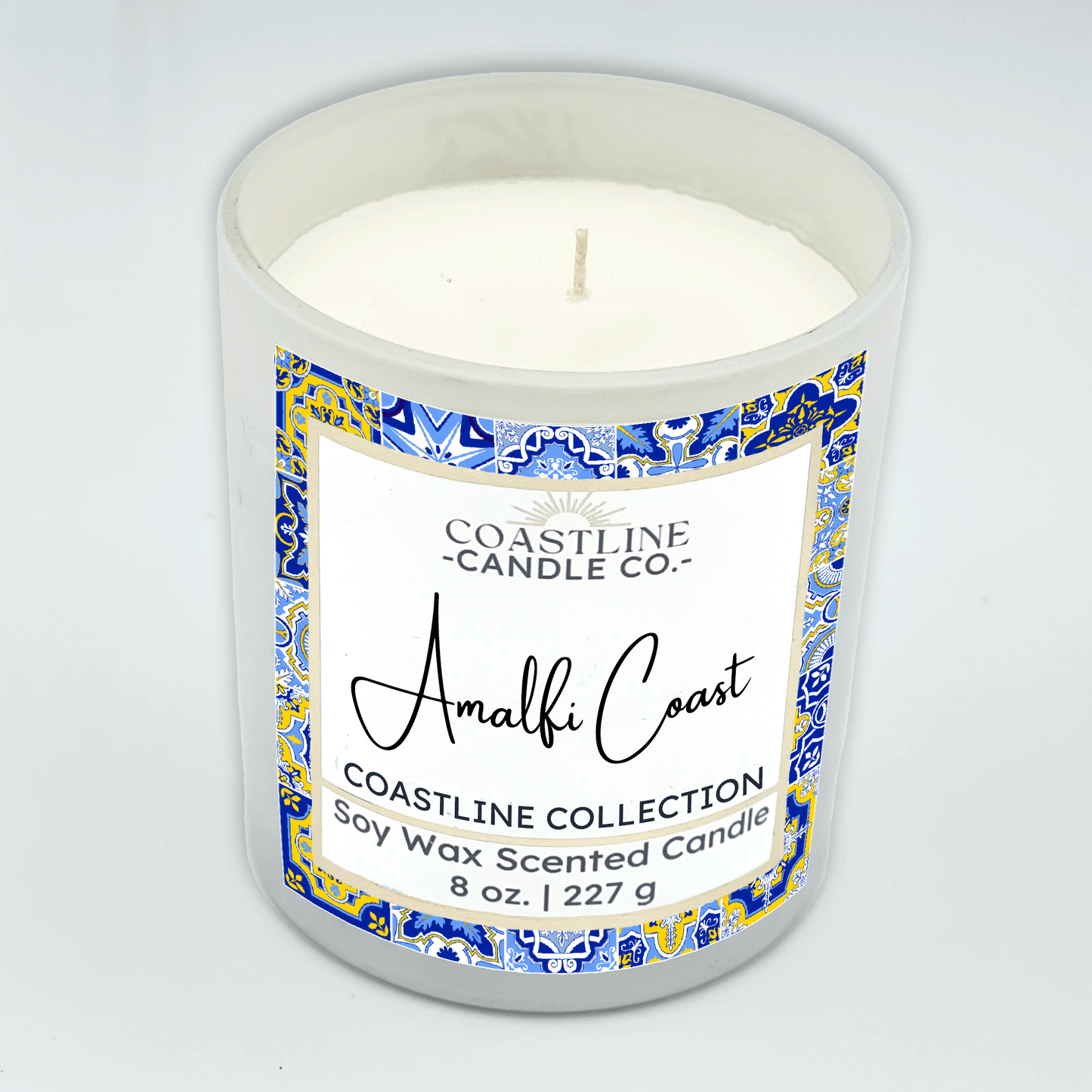 Amalfi Coast Soy Wax Candle - Coastline Collection in 8 oz. White Jar