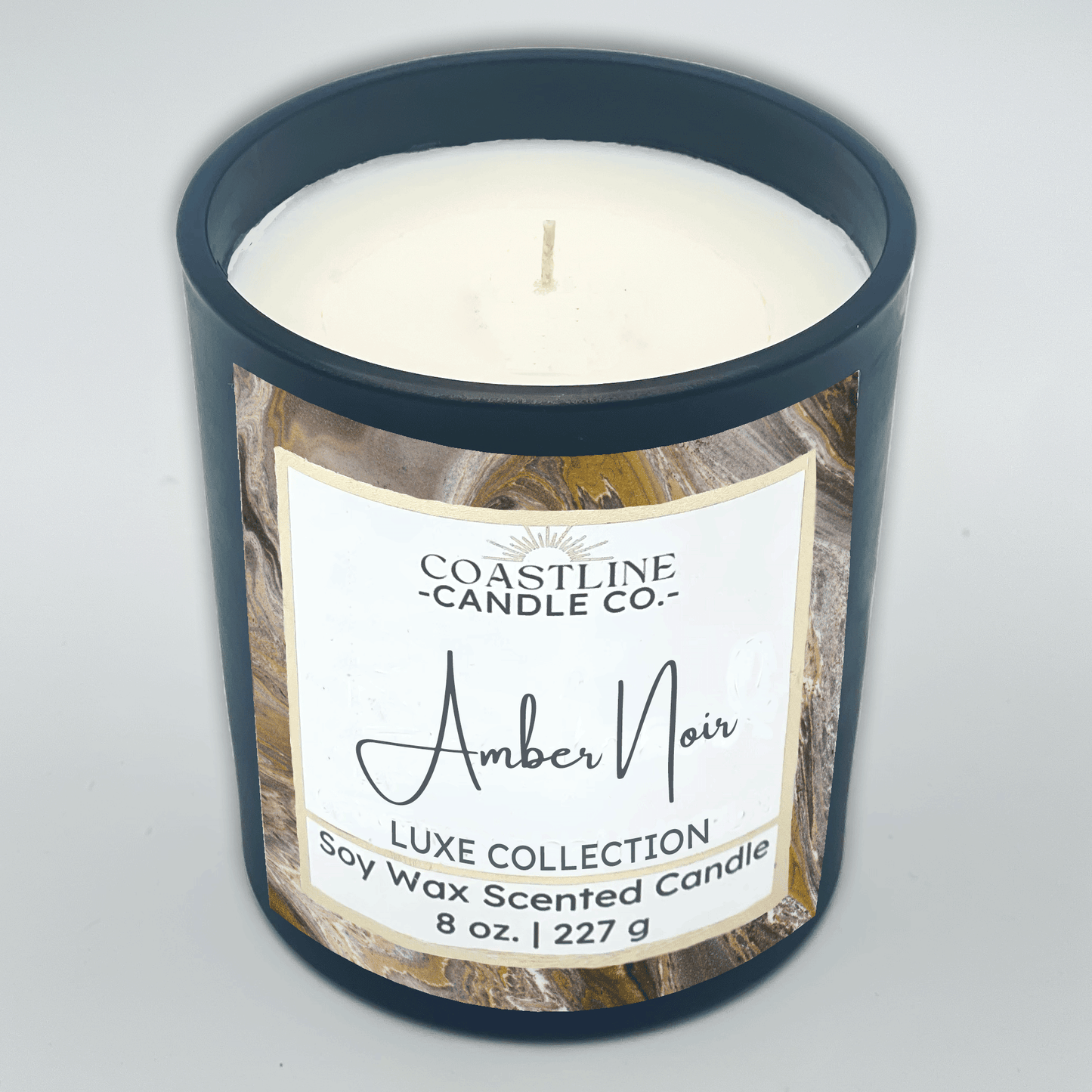 Amber Noir Soy Wax Candle - Luxe Collection in 8 oz. Black Jar