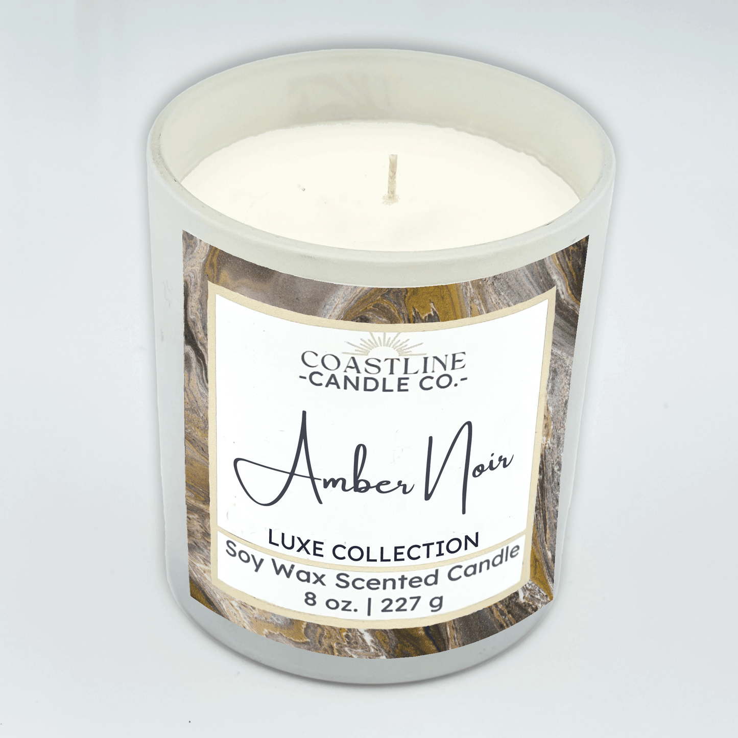 Amber Noir Soy Wax Candle - Luxe Collection in 8 oz. white jar