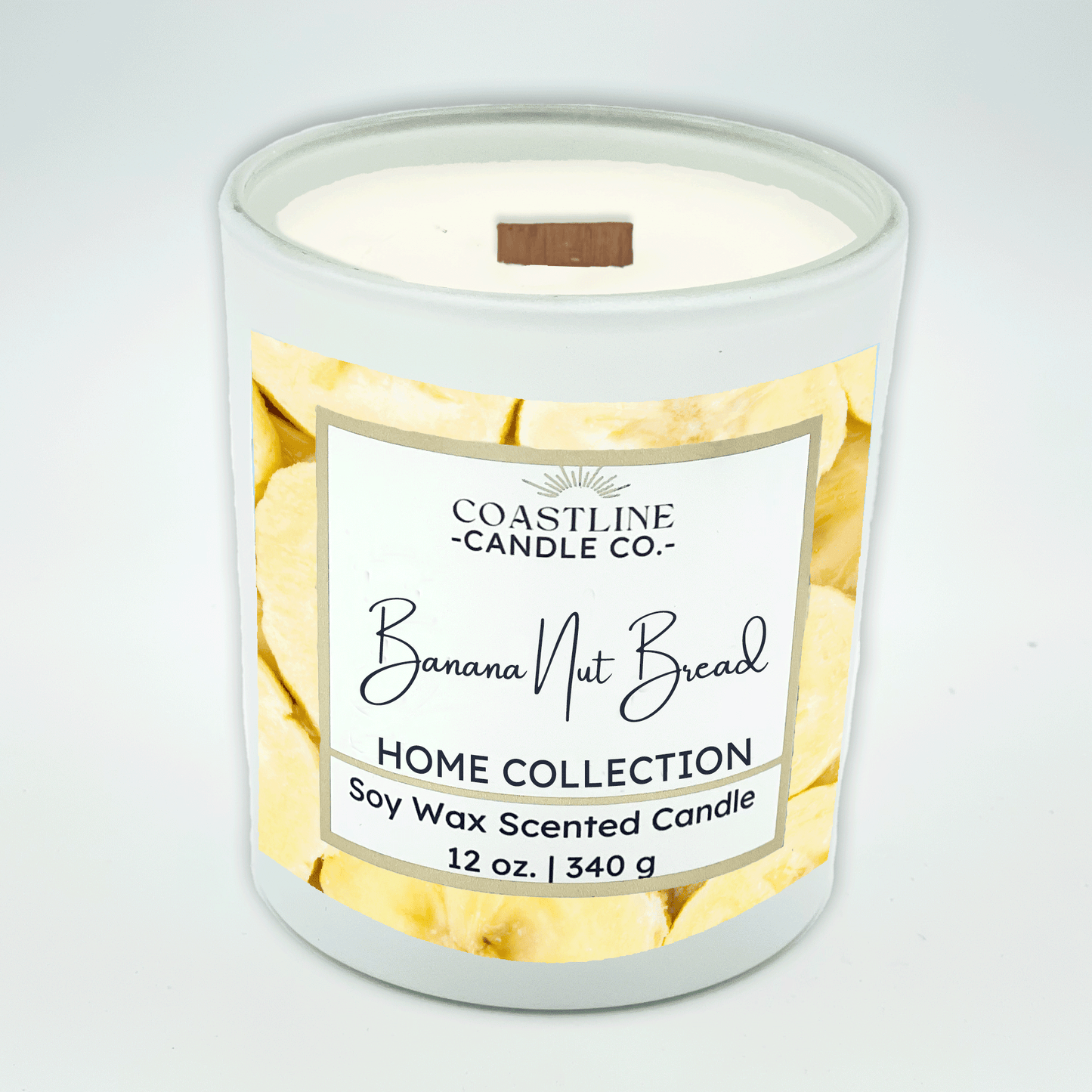 Banana Nut Bread Soy Wax Candle - Home Collection in 12 oz. White Jar