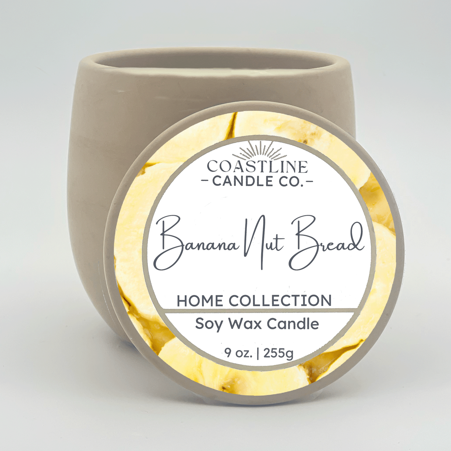 Banana Nut Bread Soy Wax Candle - Home Collection in 9 oz. Beige Concrete Jar