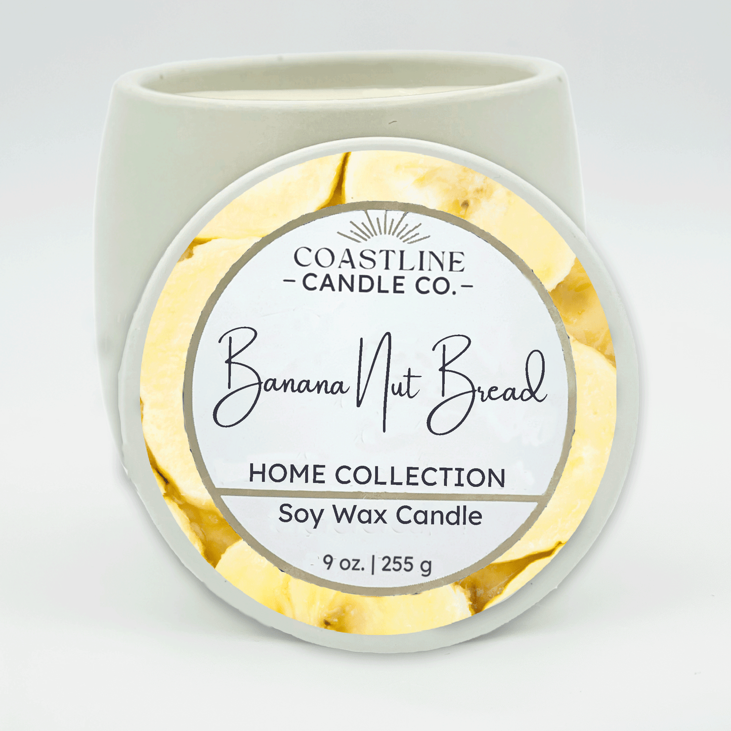 Banana Nut Bread Soy Wax Candle - Home Collection in 9 oz. White Concrete Jar