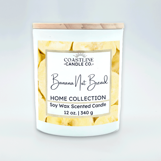 Banana Nut Bread Soy Wax Candle - Home Collection in 12 oz. White Jar