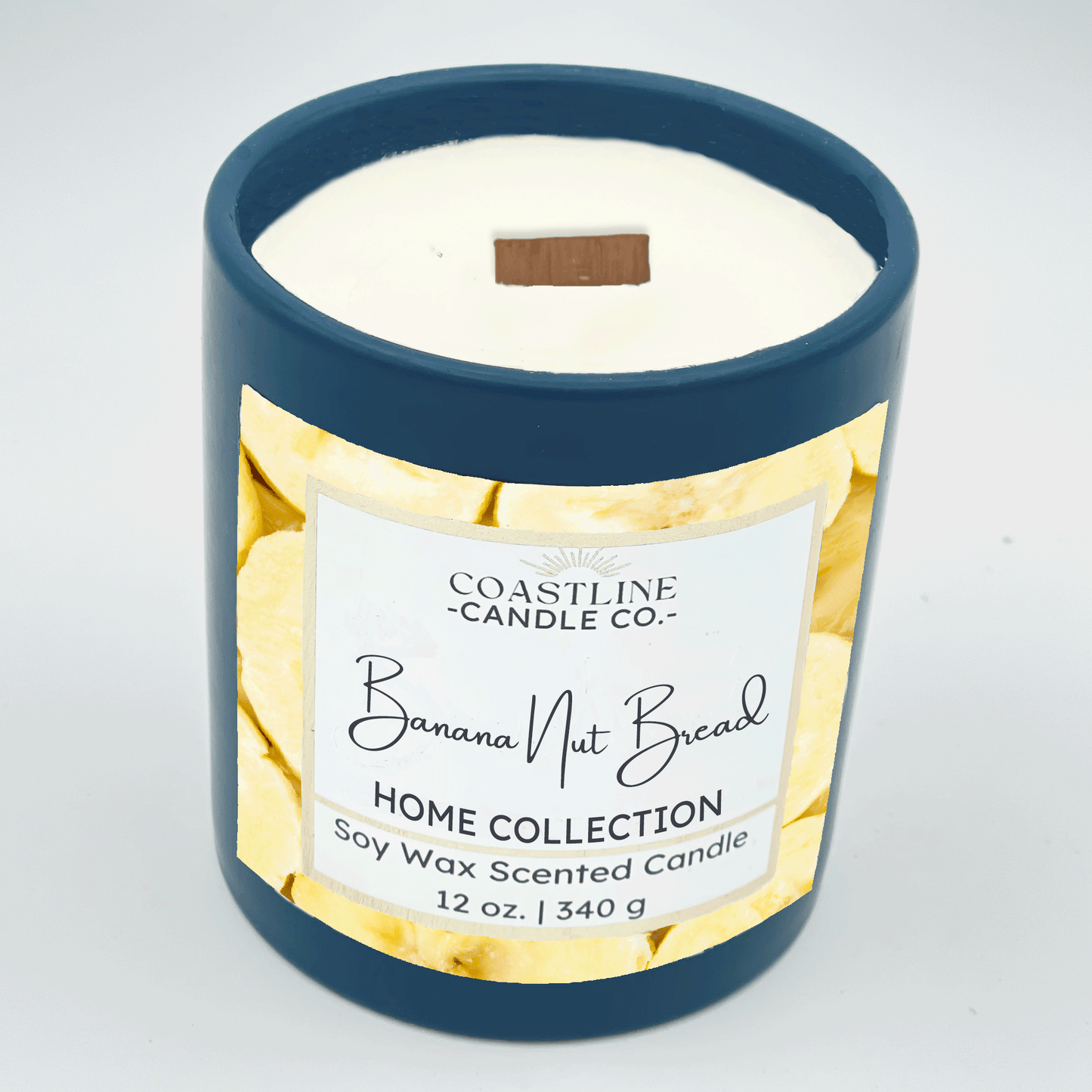 Banana Nut Bread Soy Wax Candle - Home Collection in 12 oz. Denim Blue Jar