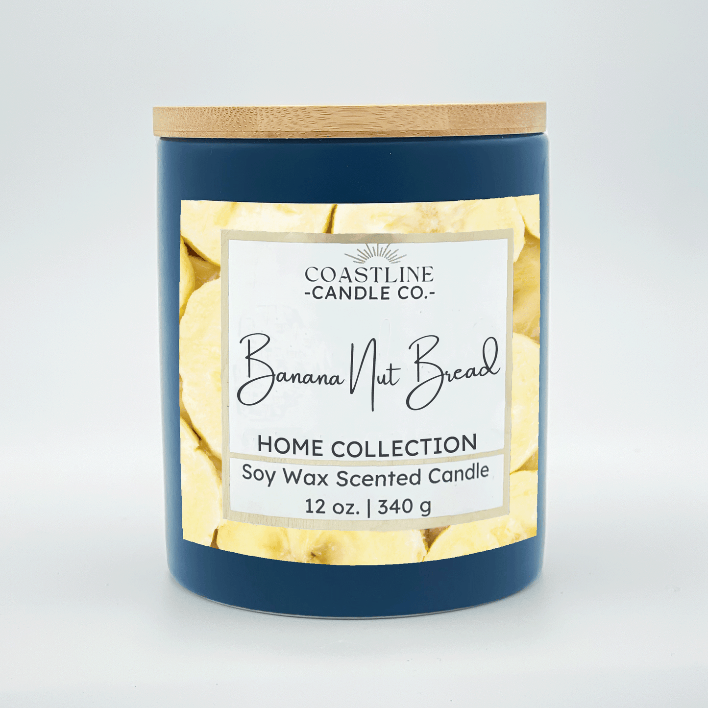 Banana Nut Bread Soy Wax Candle - Home Collection in 12 oz. Denim Blue Jar