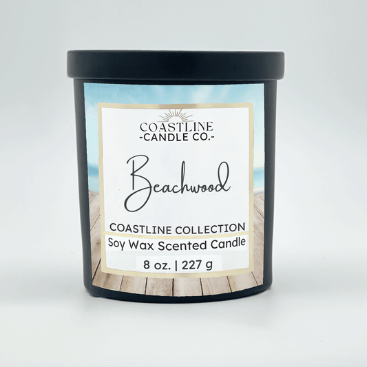 Beachwood Soy Wax Candle - Coastline Collection in 8 oz. black jar