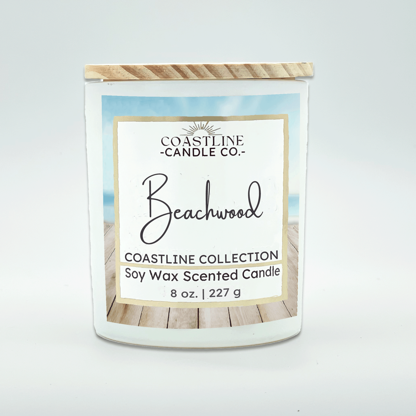 Beachwood Soy Wax Candle - Coastline Collection in 8 oz. white jar