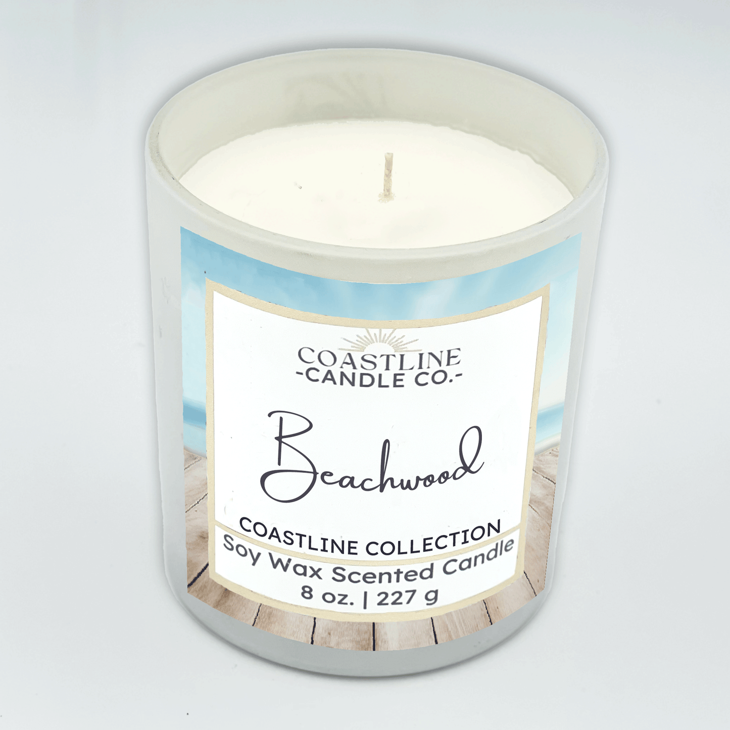 Beachwood Soy Wax Candle - Coastline Collection in 8 oz. white jar