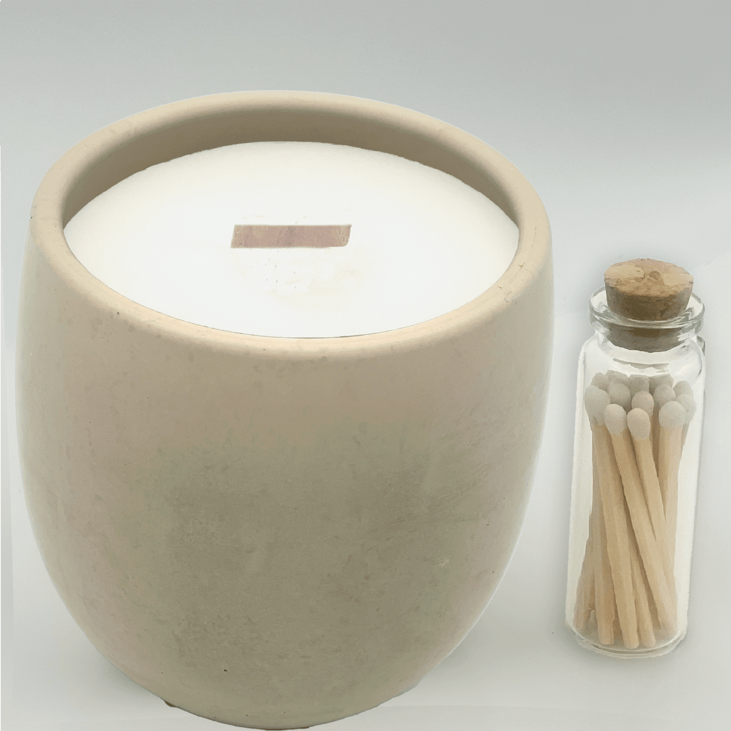 Beige 9 oz. Concrete Jar Gift Set - your choice of scent with match stick bottle