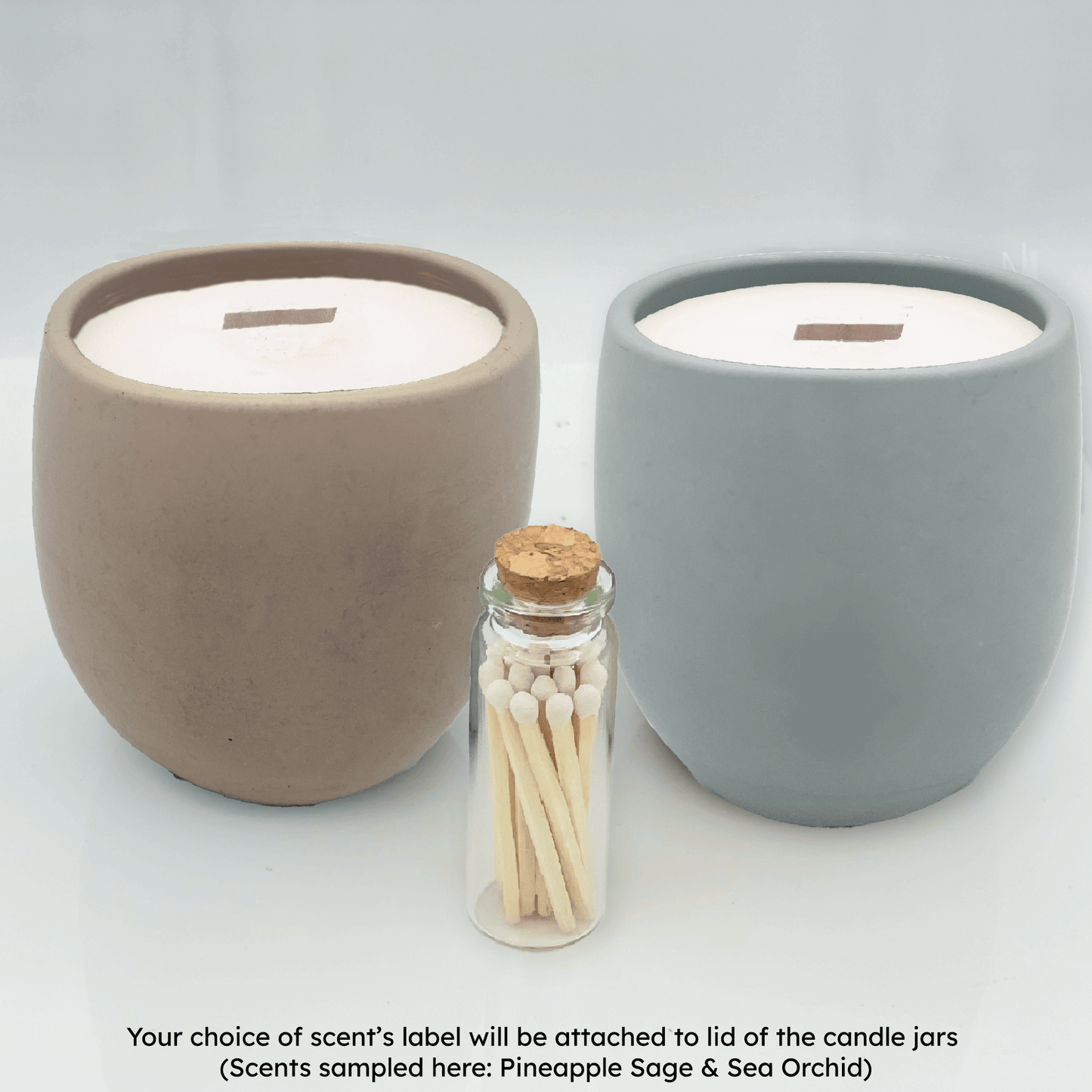 Beige & Green 9 oz. Concrete 2 Jar Gift Set - your choice of scent with match stick bottle