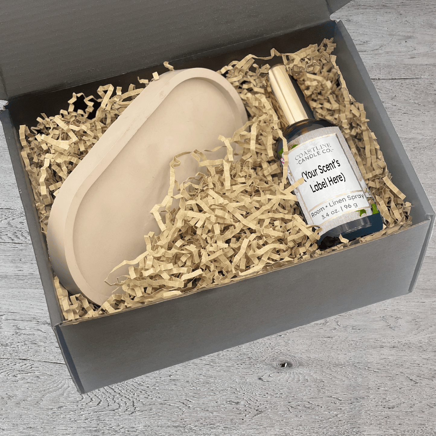 Beige Concrete Tray & Room Spray Gift Set - your choice of scent