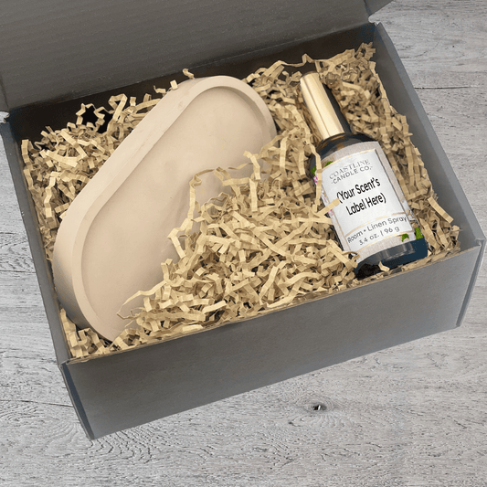 Beige Concrete Tray & Room Spray Gift Set - your choice of scent