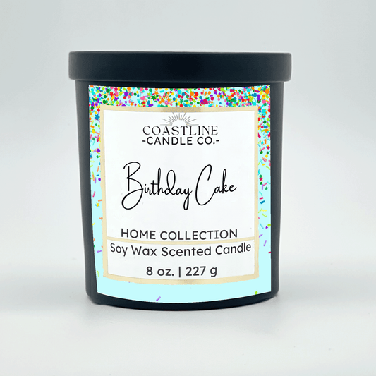 Birthday Cake Soy Wax Candle - Home Collection in 8 oz. Black Jar