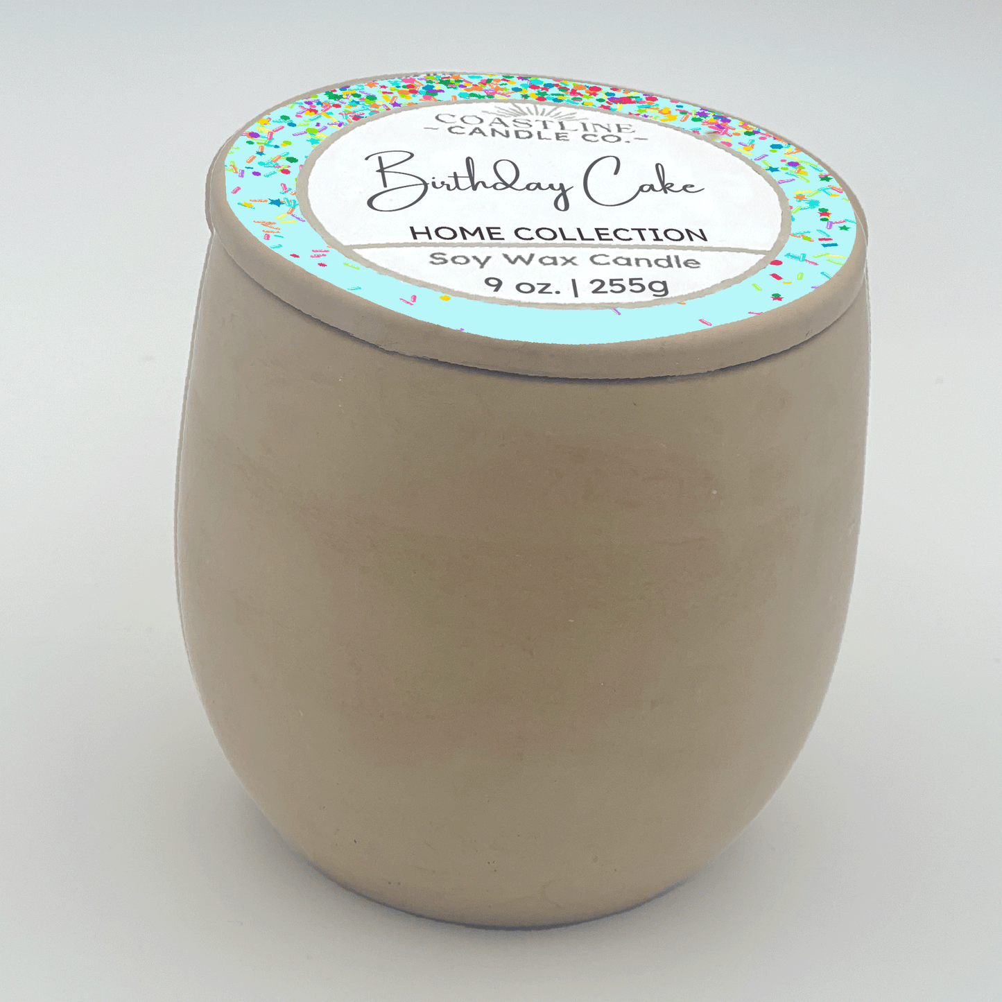 Birthday Cake Soy Wax Candle - Home Collection in 9 oz. Beige Concrete Jar