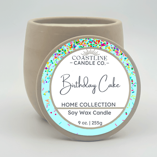 Birthday Cake Soy Wax Candle - Home Collection in 9 oz. Beige Concrete Jar