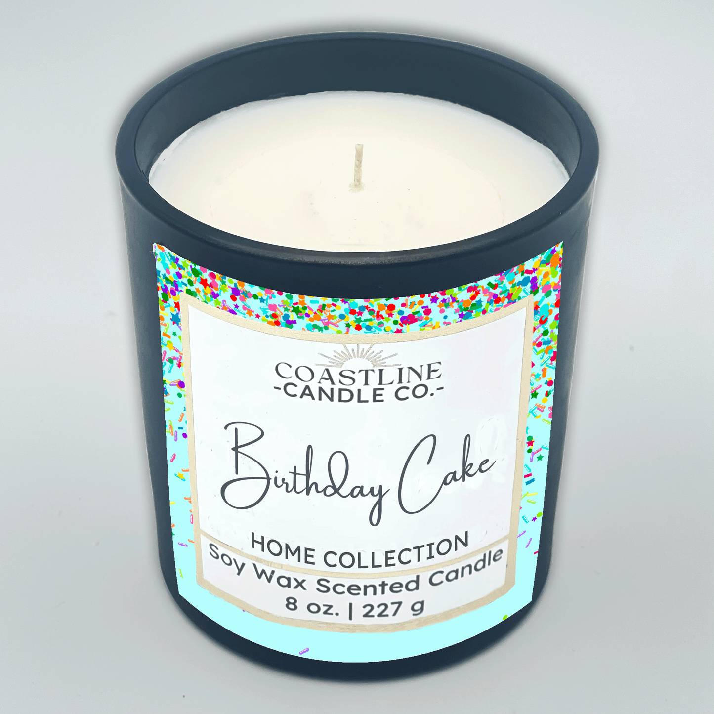 Birthday Cake Soy Wax Candle - Home Collection in 8 oz. Black Jar