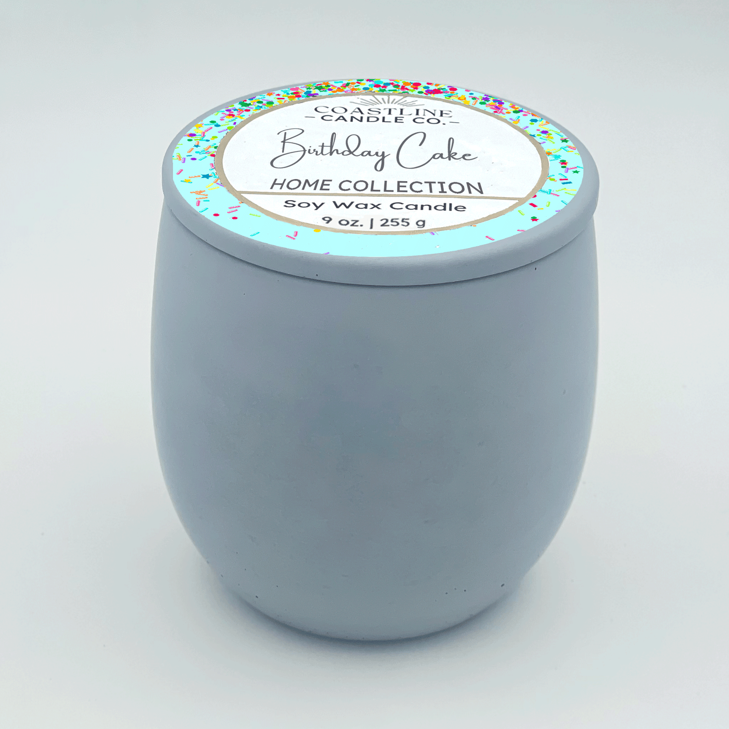 Birthday Cake Soy Wax Candle - Home Collection in 9 oz. Light Blue Concrete Jar