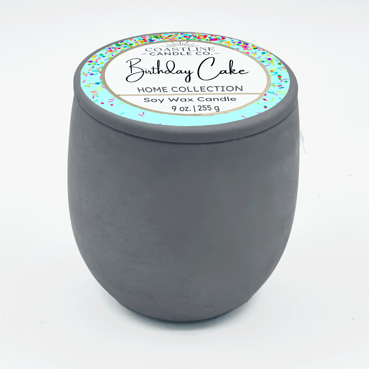 Birthday Cake Soy Wax Candle - Home Collection in 9 oz. Gray Concrete Jar