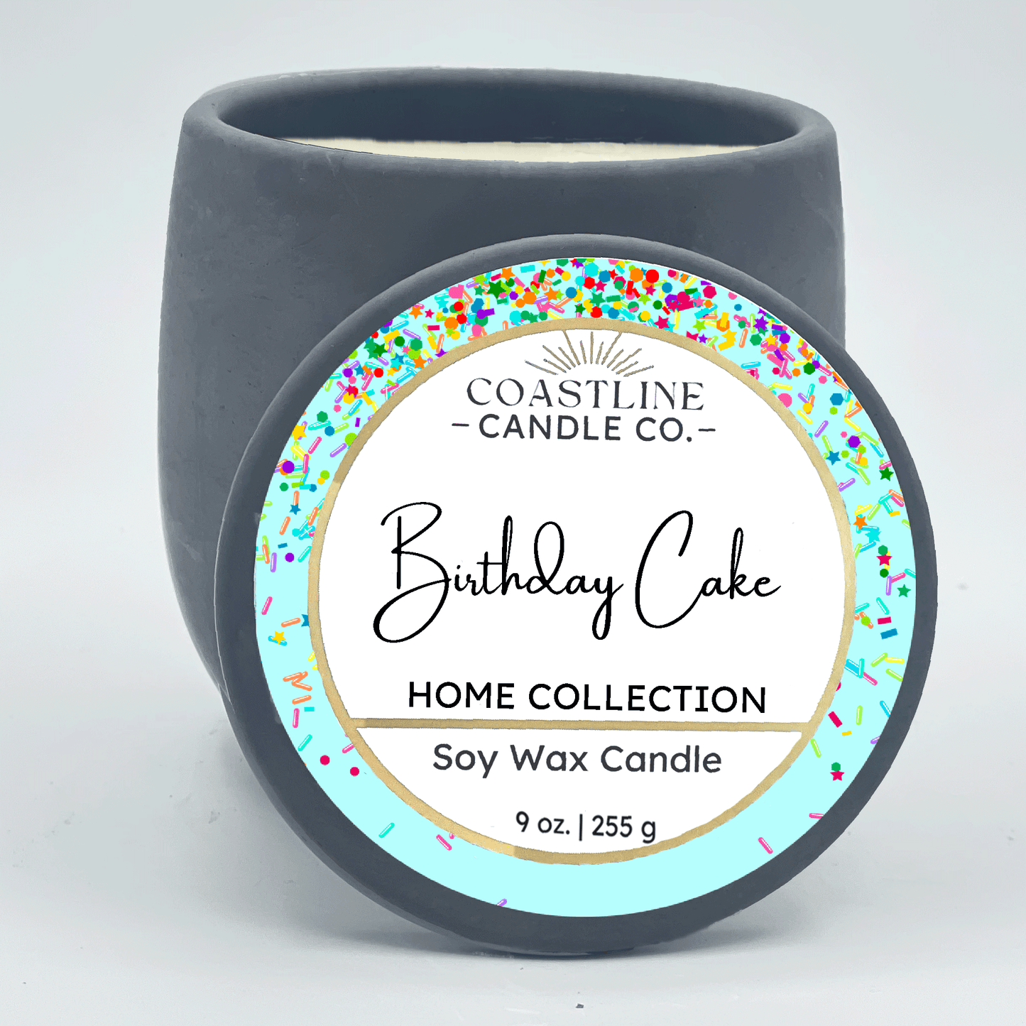 Birthday Cake Soy Wax Candle - Home Collection in 9 oz. Gray Concrete Jar