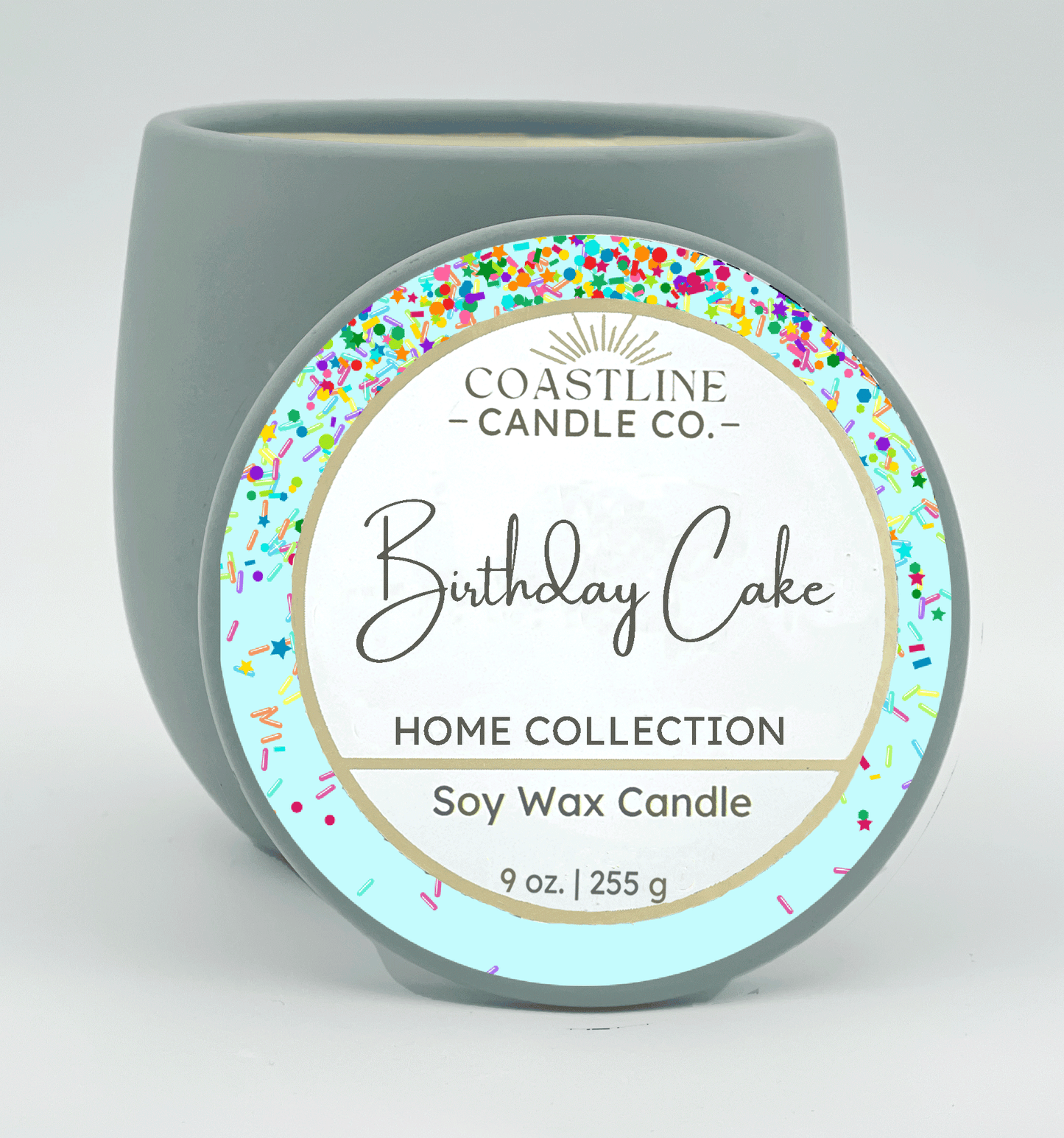 Birthday Cake Soy Wax Candle - Home Collection in 9 oz. Green Concrete Jar