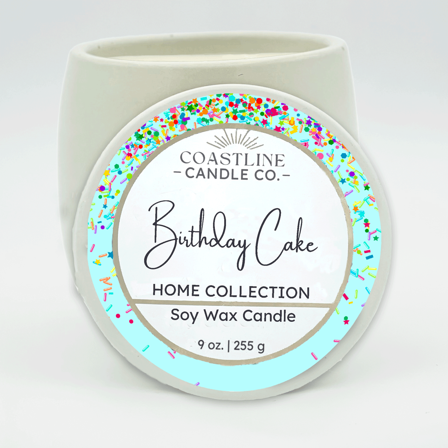 Birthday Cake Soy Wax Candle - Home Collection in 9 oz. White Concrete Jar