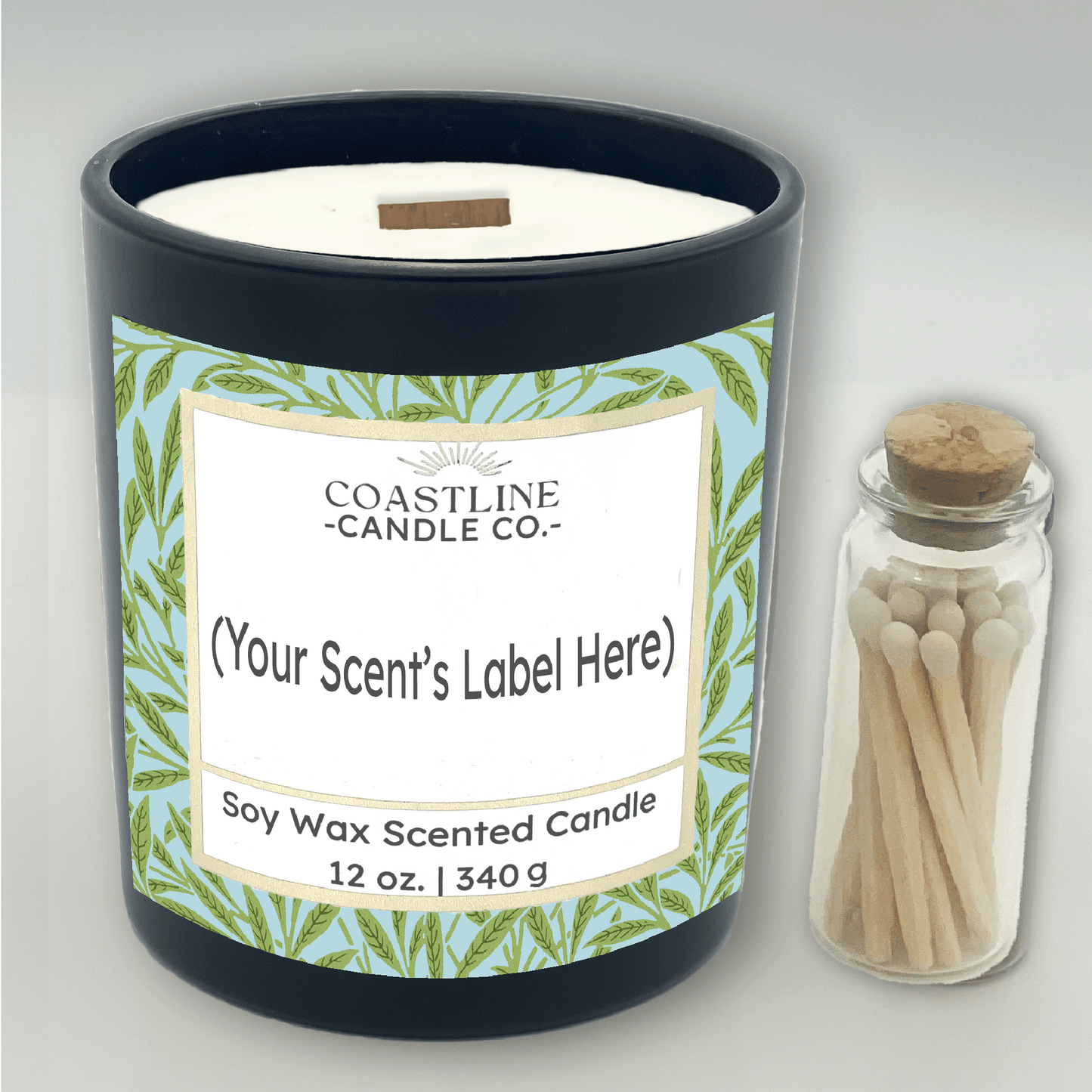 Black 12 oz. Jar Gift Set - your choice of scent with match stick bottle