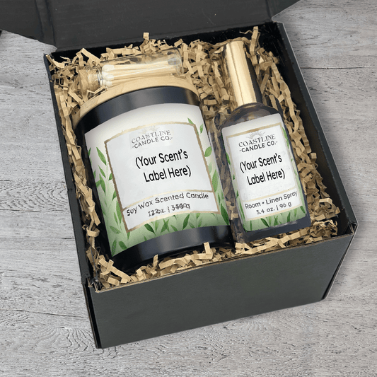 Black 12 oz. Candle Jar & Room Spray Gift Set - your choice of scent with match stick bottle