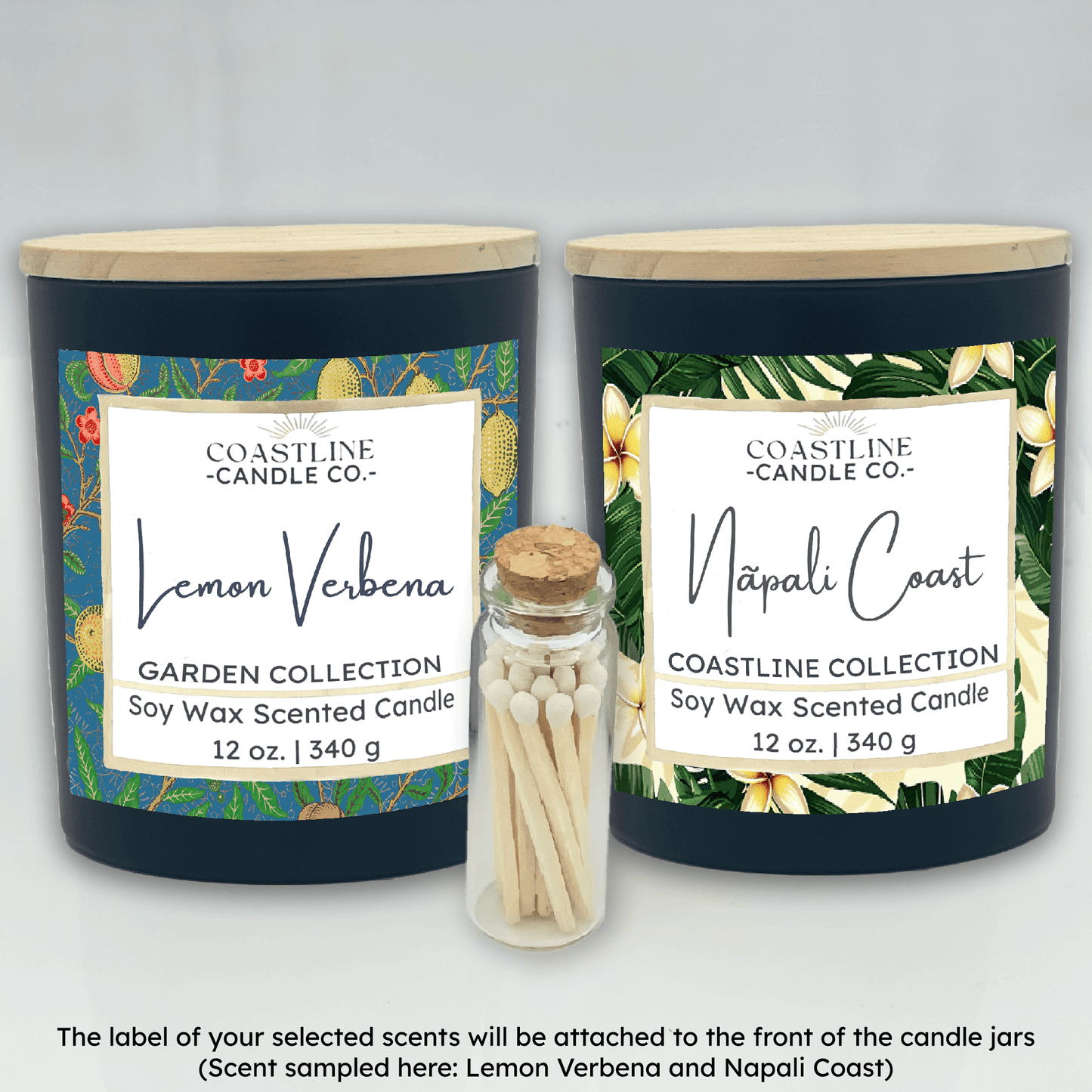 Black 12 oz. Two Jar Gift Set - your choice of scent with match stick bottle