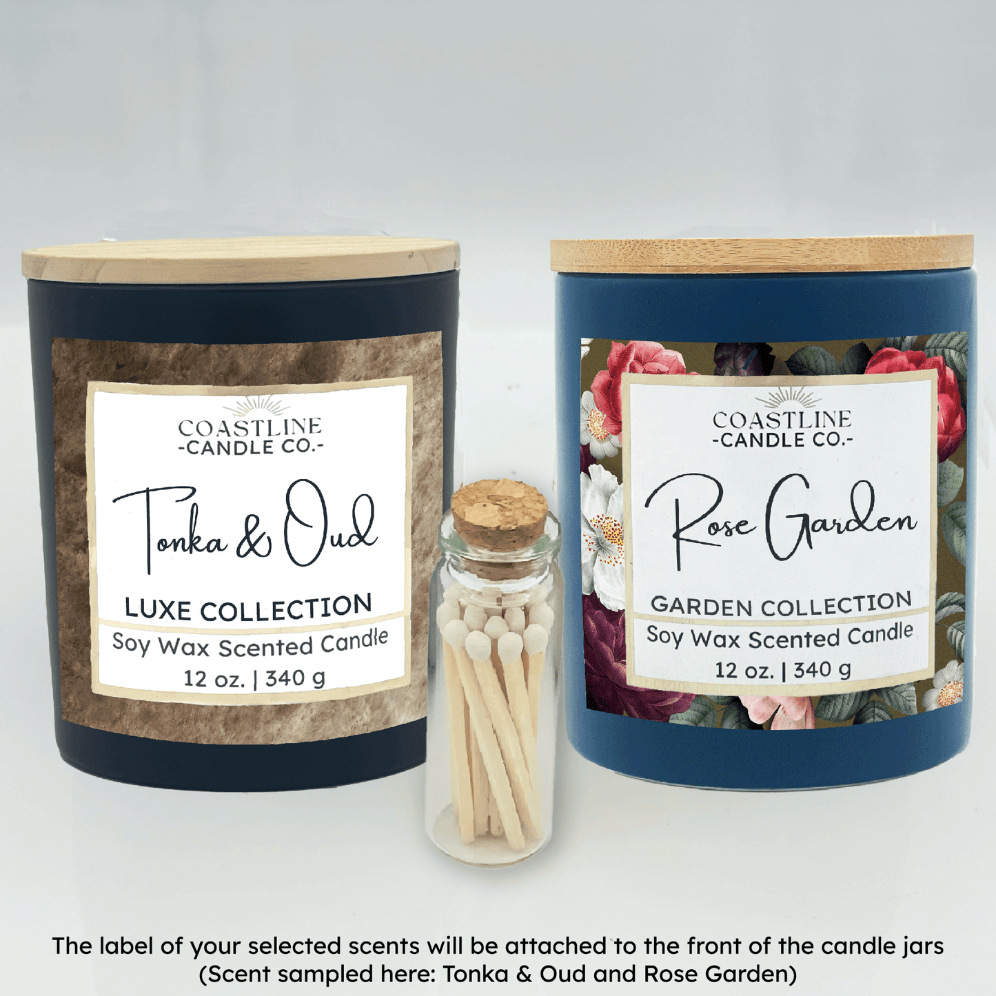 Black & Blue 12 oz. Two Jar Gift Set - your choice of scent with match stick bottle