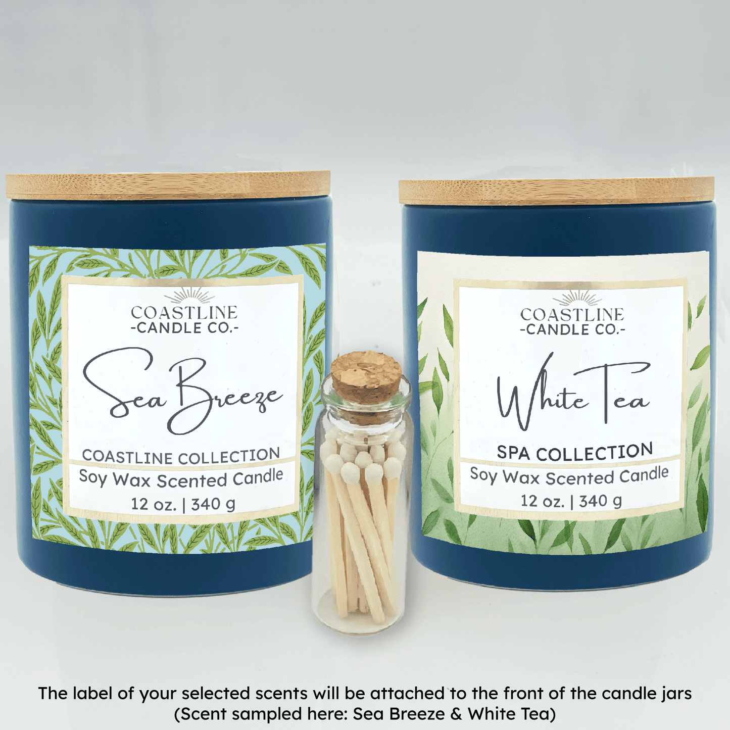 Blue 12 oz. Two Jar Gift Set - your choice of scent with match stick bottle