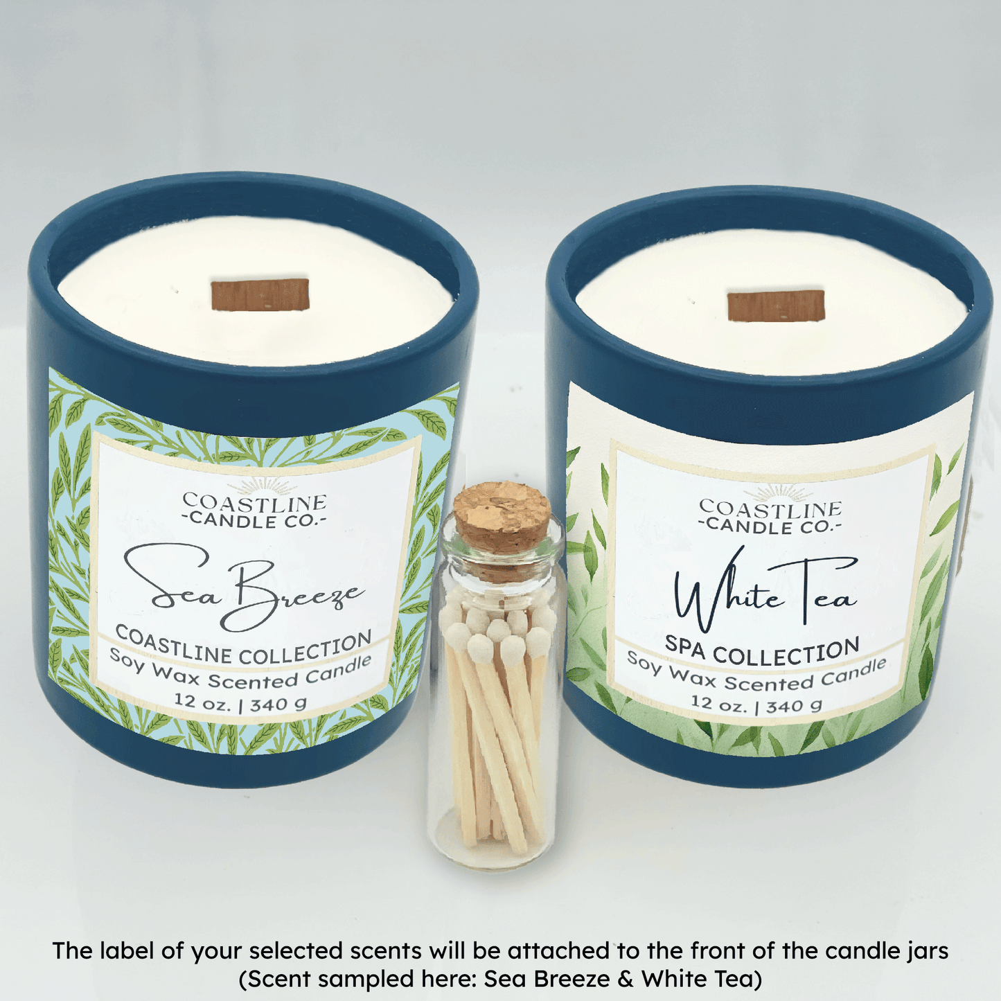 Blue 12 oz. Two Jar Gift Set - your choice of scent with match stick bottle