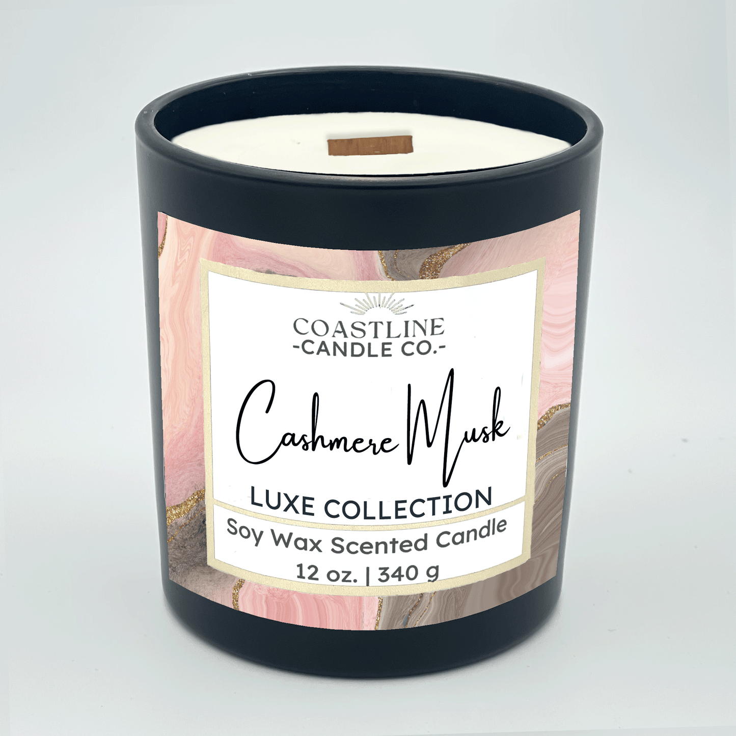 Cashmere Musk Soy Wax Candle - Luxe Collection in 12 oz. Black Jar