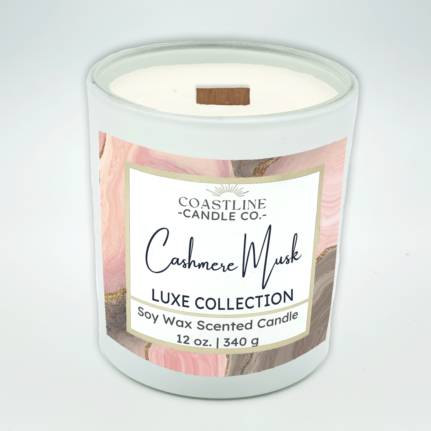 Cashmere Musk Soy Wax Candle - Luxe Collection in 12 oz. White Jar