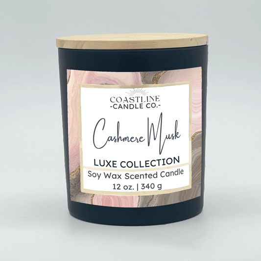 Cashmere Musk Soy Wax Candle - Luxe Collection in 12 oz. Black Jar