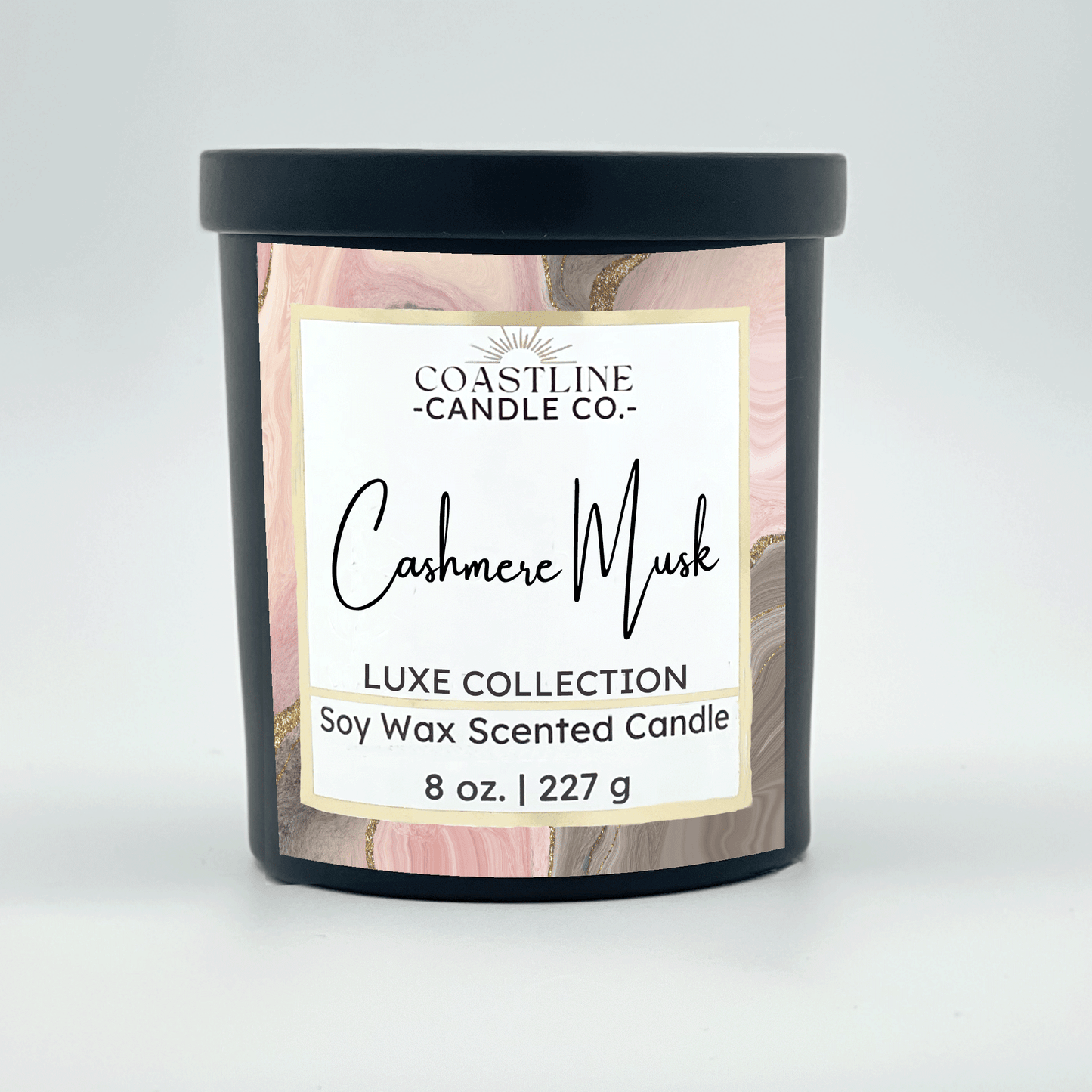 Cashmere Musk Soy Wax Candle - Luxe Collection in 8 oz. Black Jar