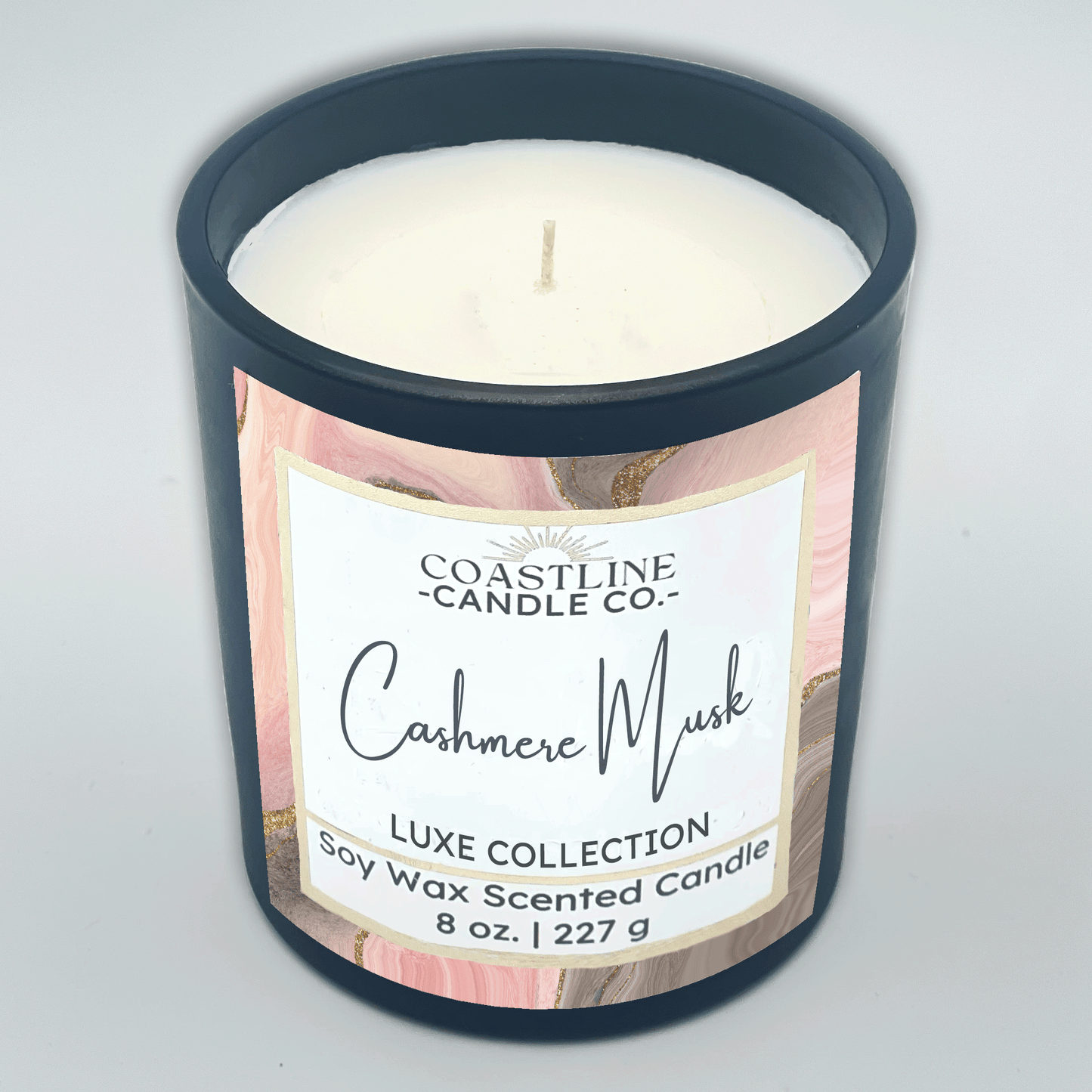 Cashmere Musk Soy Wax Candle - Luxe Collection in 8 oz. Black Jar