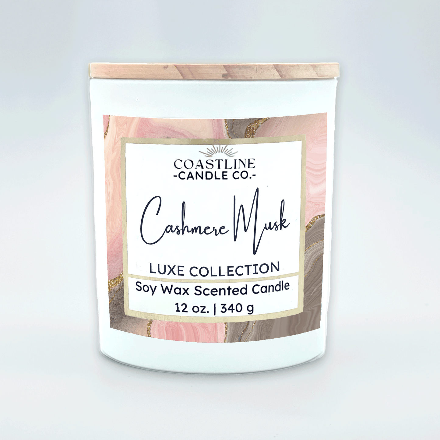 Cashmere Musk Soy Wax Candle - Luxe Collection in 12 oz. White Jar