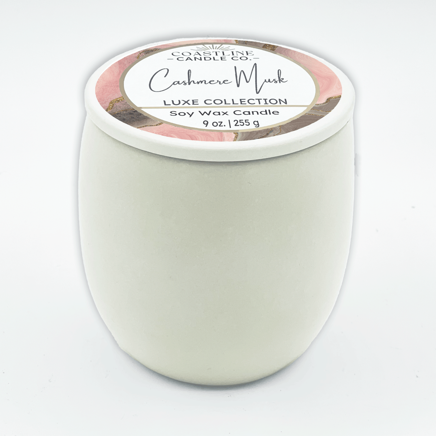 Cashmere Musk Soy Wax Candle - Luxe Collection in 9 oz. White Concrete Jar