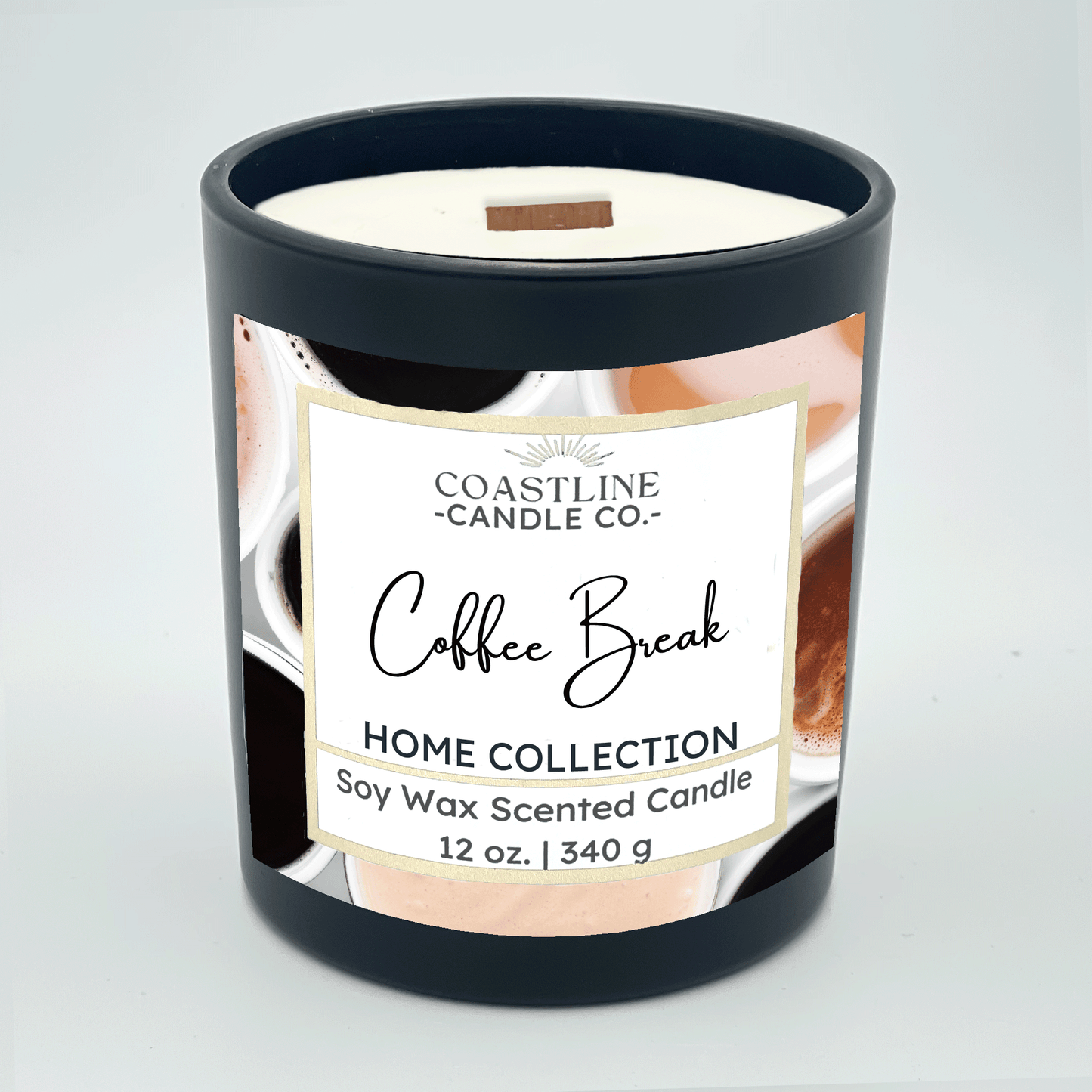 Coffee Break Soy Wax Candle - Home Collection in 12 oz. Black Jar