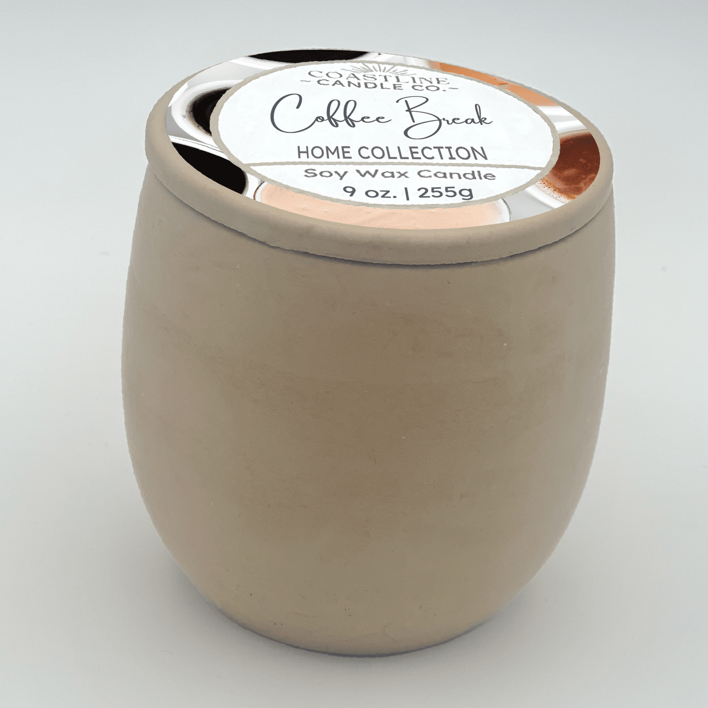 Coffee Break Soy Wax Candle - Home Collection in 9 oz. Beige Concrete Jar