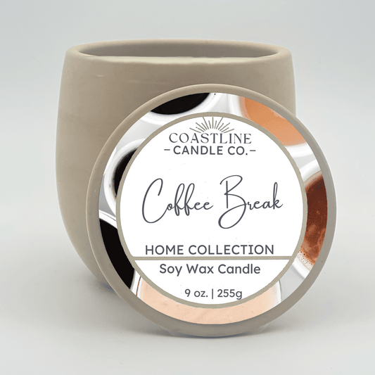 Coffee Break Soy Wax Candle - Home Collection in 9 oz. Beige Concrete Jar