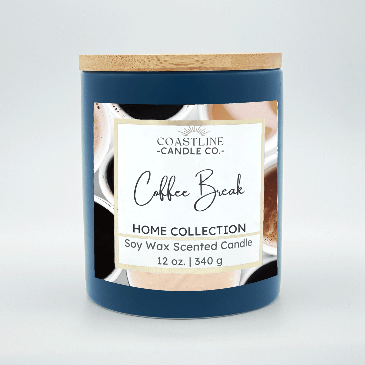 Coffee Break Soy Wax Candle - Home Collection in 12 oz. Denim Blue Jar