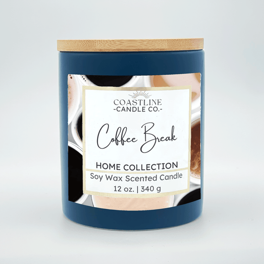 Coffee Break Soy Wax Candle - Home Collection in 12 oz. Denim Blue Jar