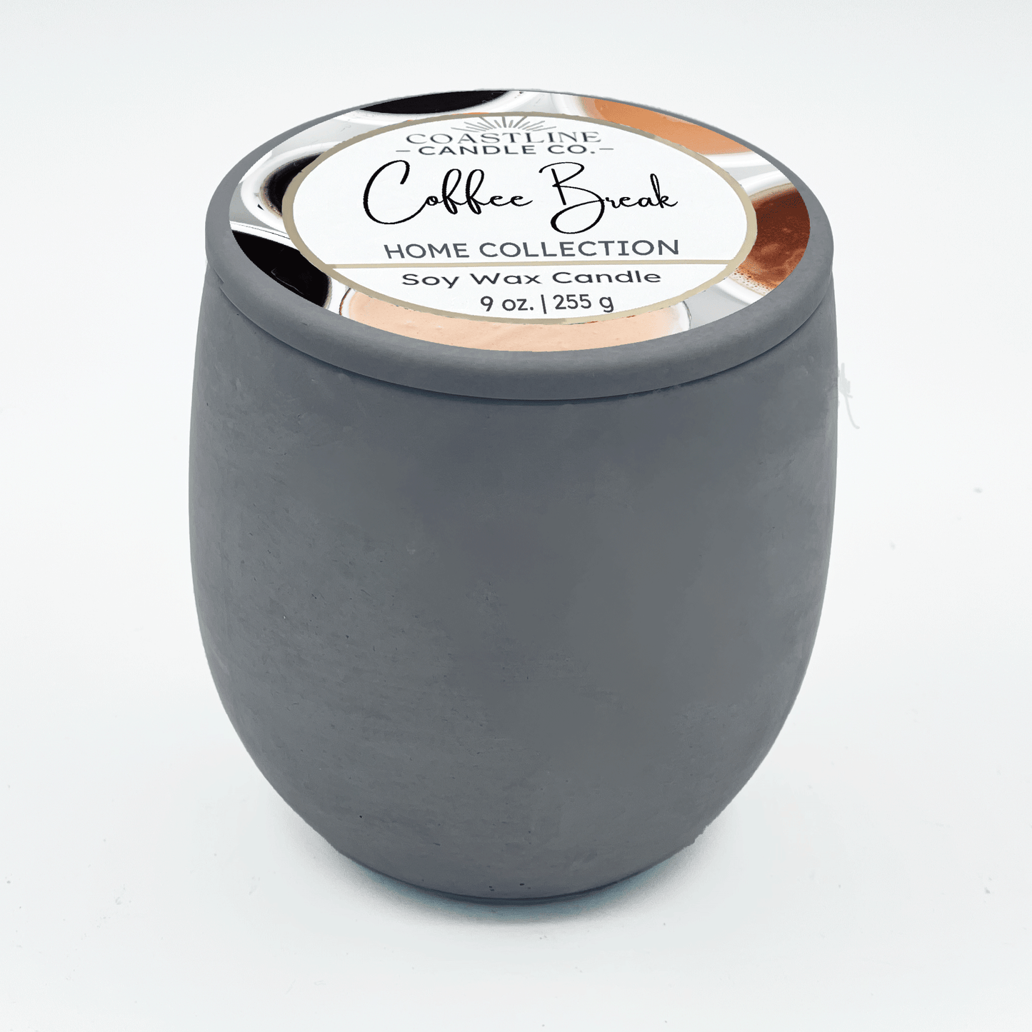 Coffee Break Soy Wax Candle - Home Collection in 9 oz. Gray Concrete Jar