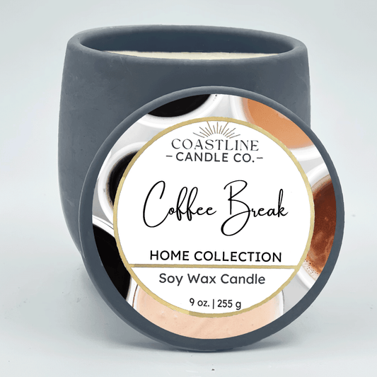 Coffee Break Soy Wax Candle - Home Collection in 9 oz. Gray Concrete Jar