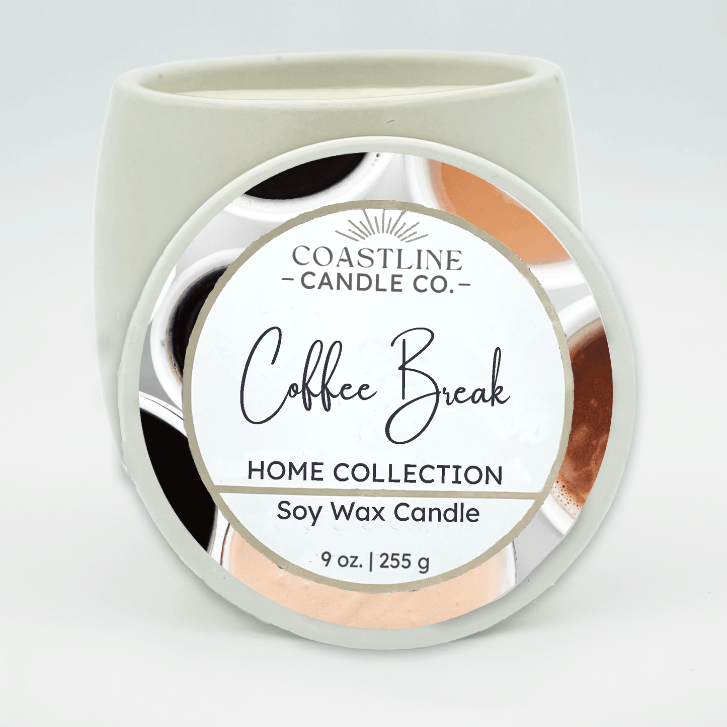 Coffee Break Soy Wax Candle - Home Collection in 9 oz. White Concrete Jar