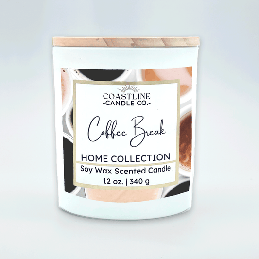 Coffee Break Soy Wax Candle - Home Collection in 12 oz. White Jar