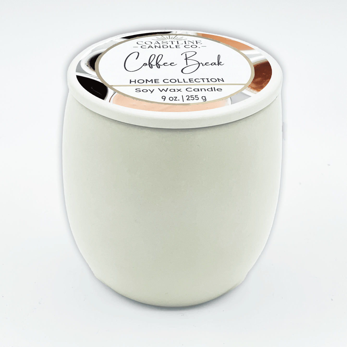 Coffee Break Soy Wax Candle - Home Collection in 9 oz. White Concrete Jar